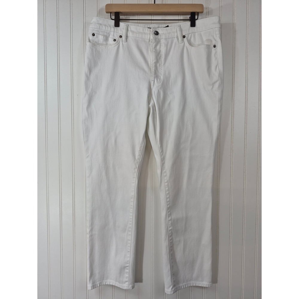 Lauren Ralph Lauren Womens White Straight Leg Jeans 16 Mid Rise Denim 39x29